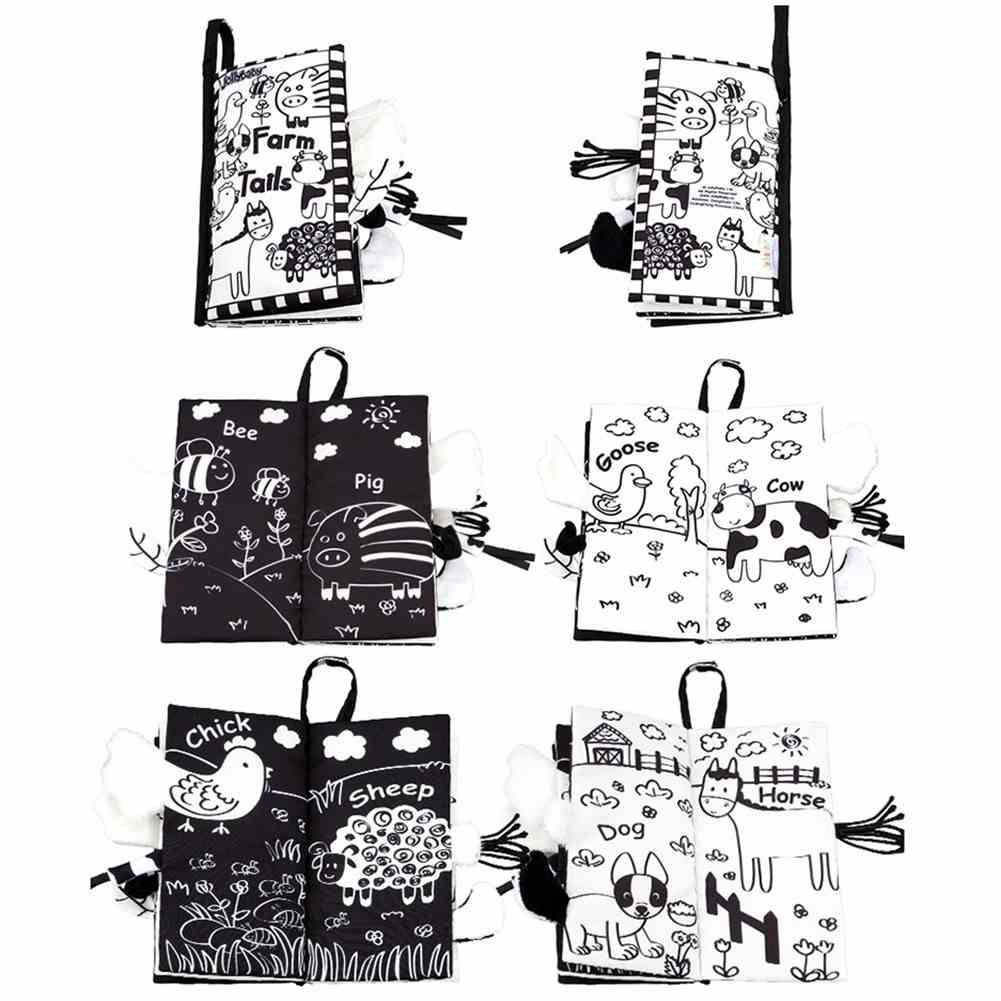 Black and White Soft Cloth Books for Babies Toys Type : Farm Tails|Jungly Tails 